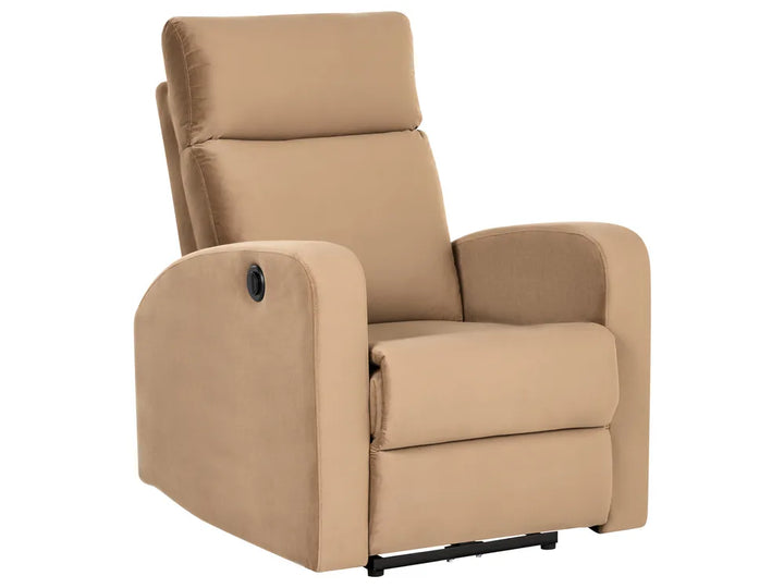Electric Recliner Living Room Set 3 Seater Velvet Light Brown Beetner