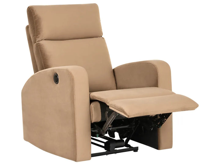 Electric Recliner Living Room Set 3 Seater Velvet Light Brown Beetner