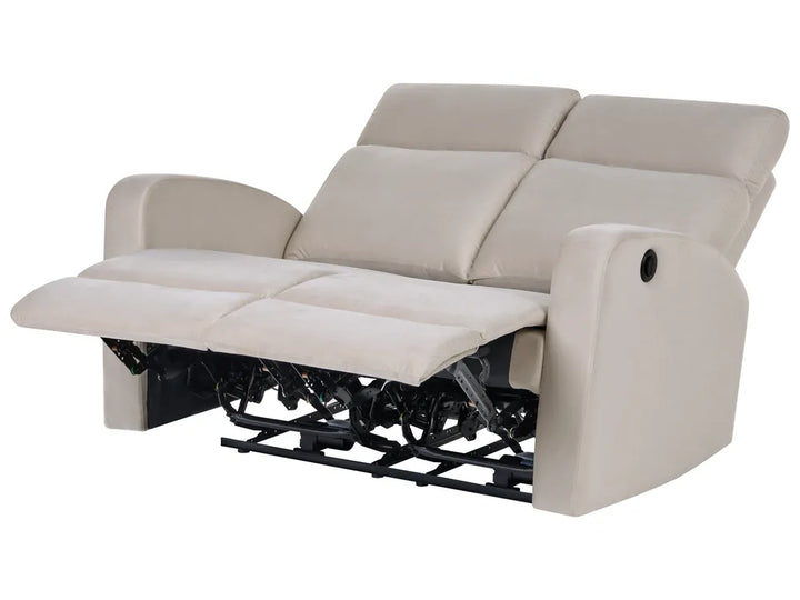 Electric Recliner Living Room Set 3 Seater Velvet Beige Beetner