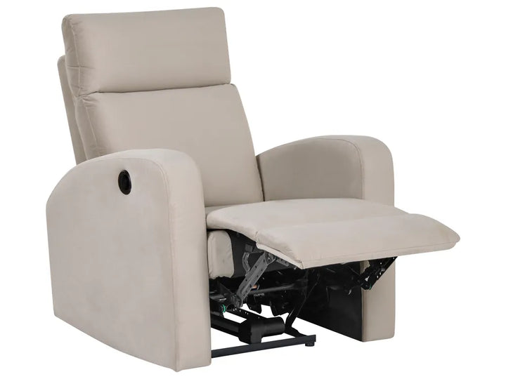 Electric Recliner Living Room Set 3 Seater Velvet Beige Beetner