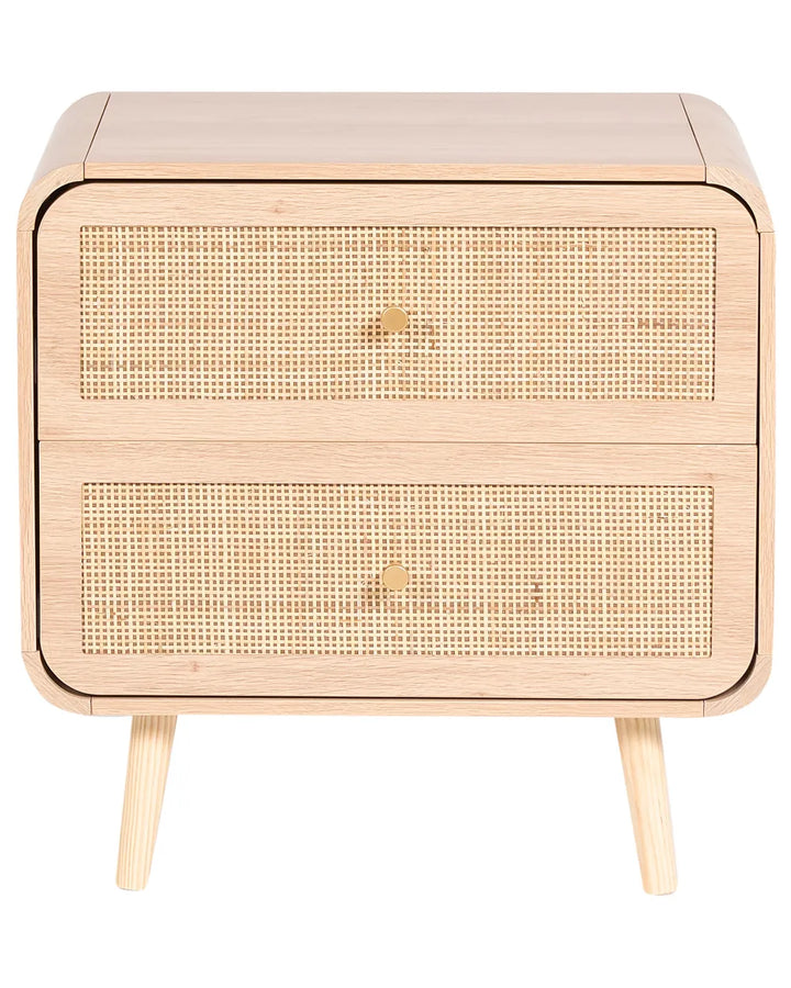 2 Drawer Bedside Table Light Brown Nataysha