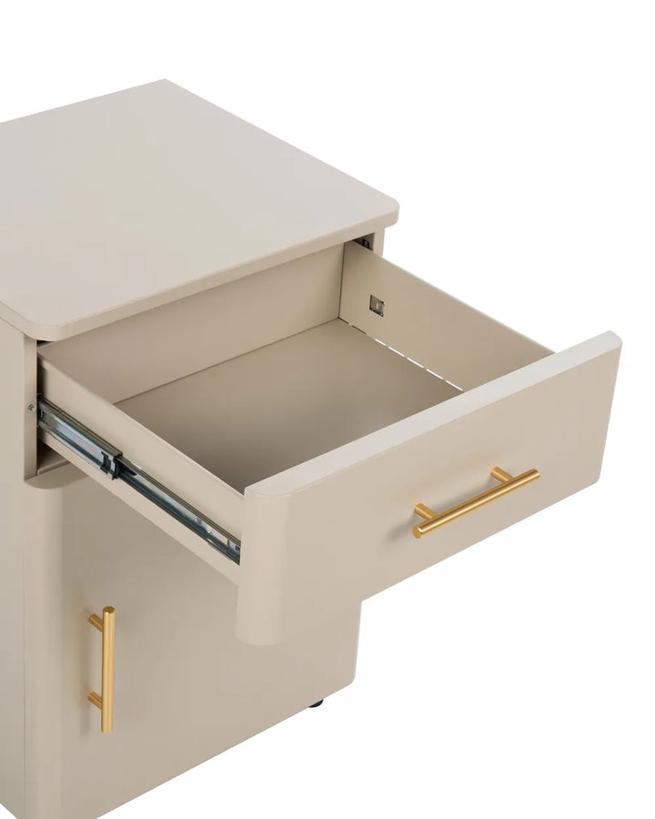1 Drawer Bedside Table Metal Beige Wilroy