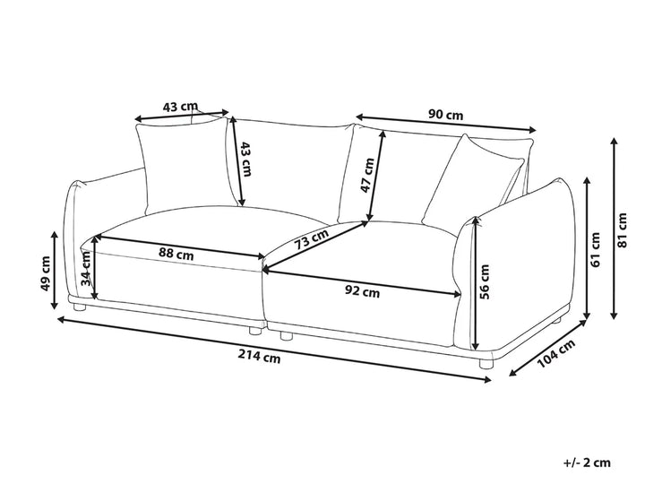 Sofa 3 Seater Fabric Beige Damika