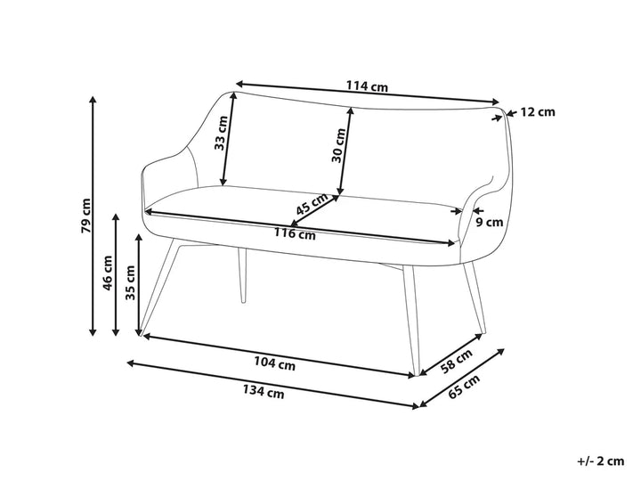 Dining Bench 2 Seater Fabric Blue Aiydan