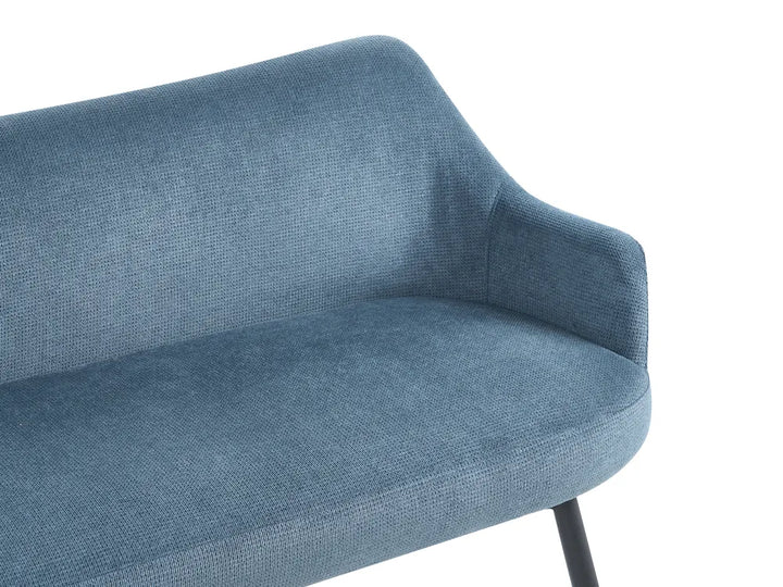 Dining Bench 2 Seater Fabric Blue Aiydan
