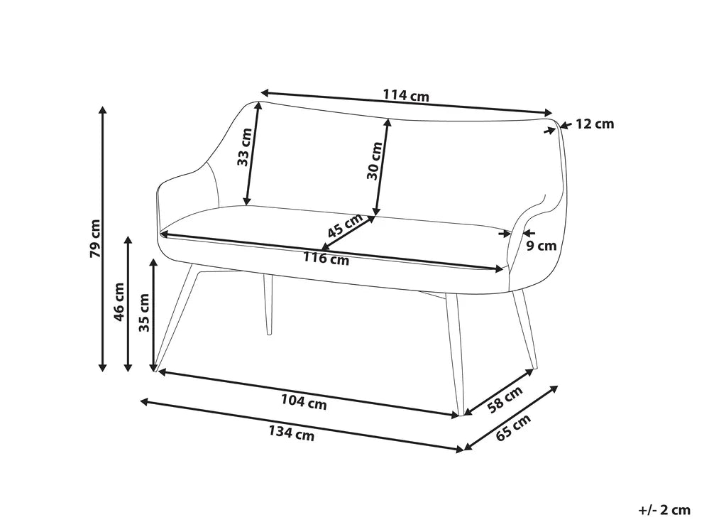 Dining Bench 2 Seater Fabric Taupe Aiydan