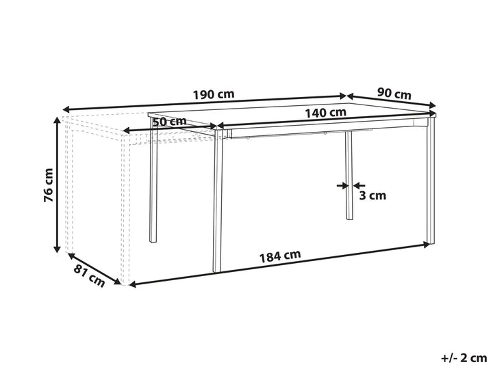 Extending Conference Table 90 cm 140/190 cm Black Bradon