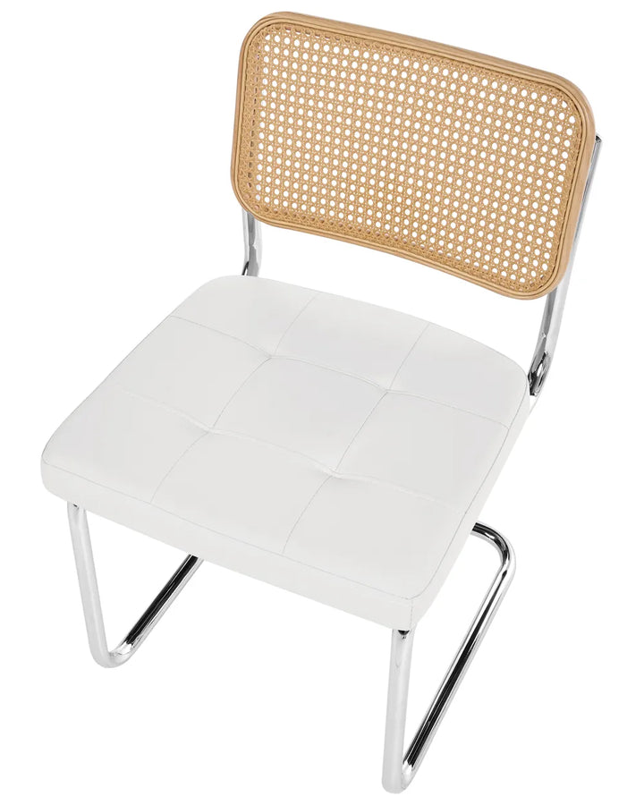Set of 2 Dining Chairs Faux Leather White Fredo