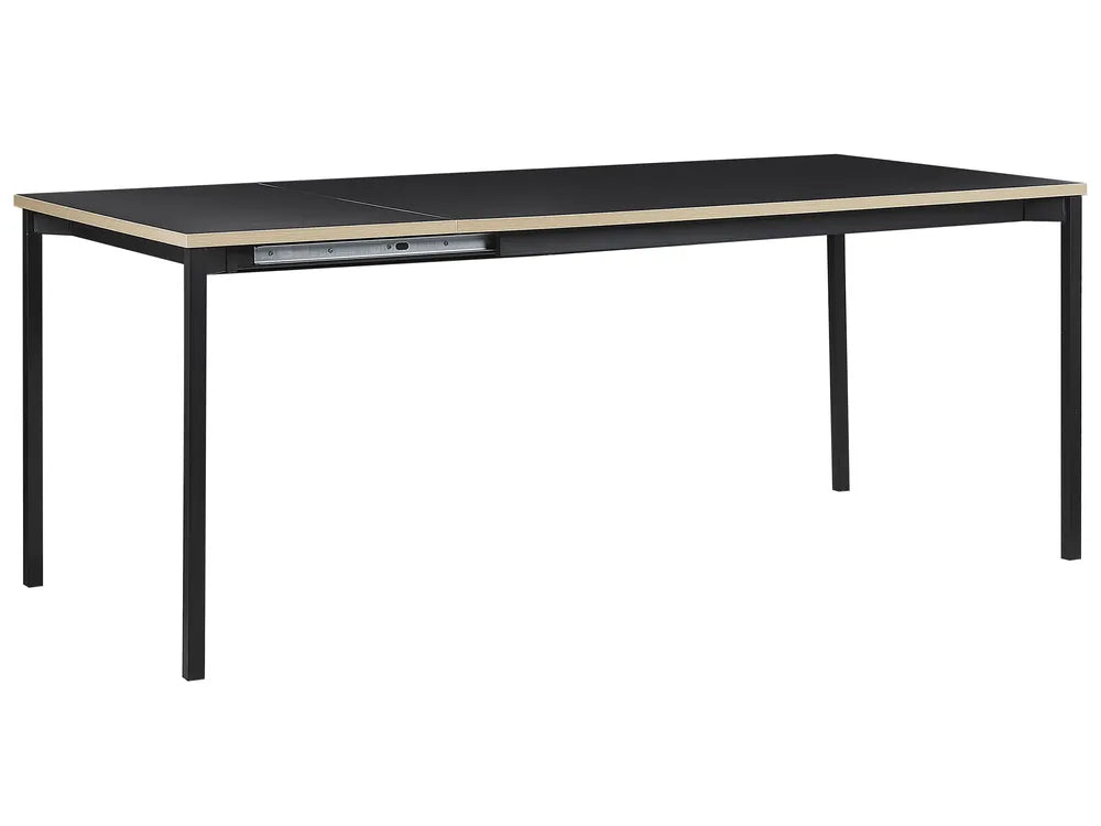 Black dining table with a white background