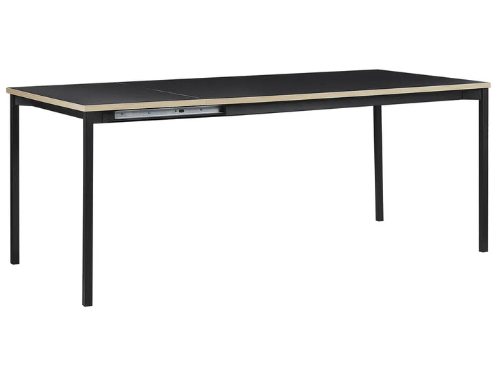 Black dining table with a white background