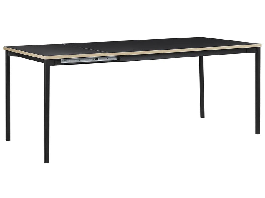 Black dining table with a white background