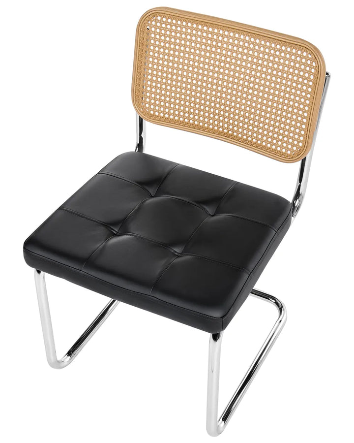 Set of 2 Dining Chairs Faux Leather Black Fredo