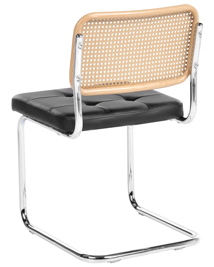 Set of 2 Dining Chairs Faux Leather Black Fredo
