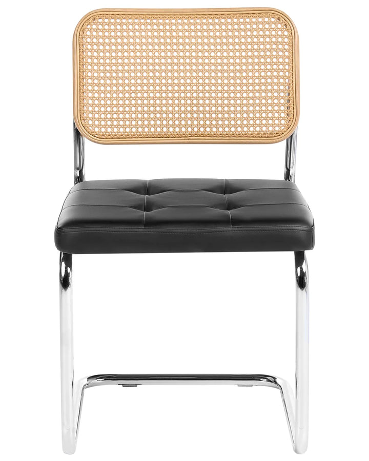 Set of 2 Dining Chairs Faux Leather Black Fredo