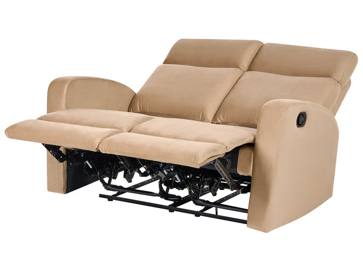 Manual Recliner Living Room Set 3 Seater Velvet Light Brown Beetner