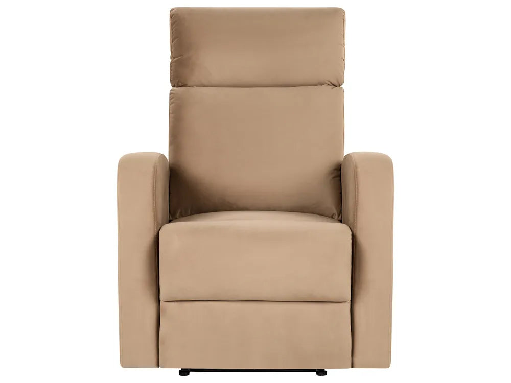 Manual Recliner Living Room Set 3 Seater Velvet Light Brown Beetner