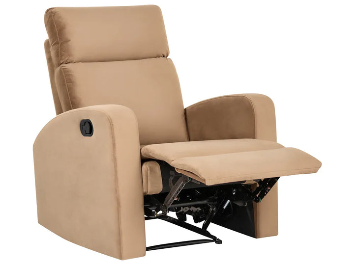 Manual Recliner Living Room Set 3 Seater Velvet Light Brown Beetner