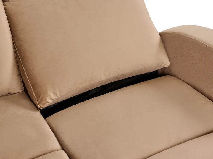 Manual Recliner Living Room Set 3 Seater Velvet Light Brown Beetner