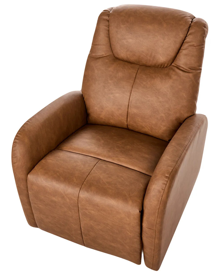 Rocking Electric Recliner Chair with USB Port Swivel Faux Leather Brown Grenier