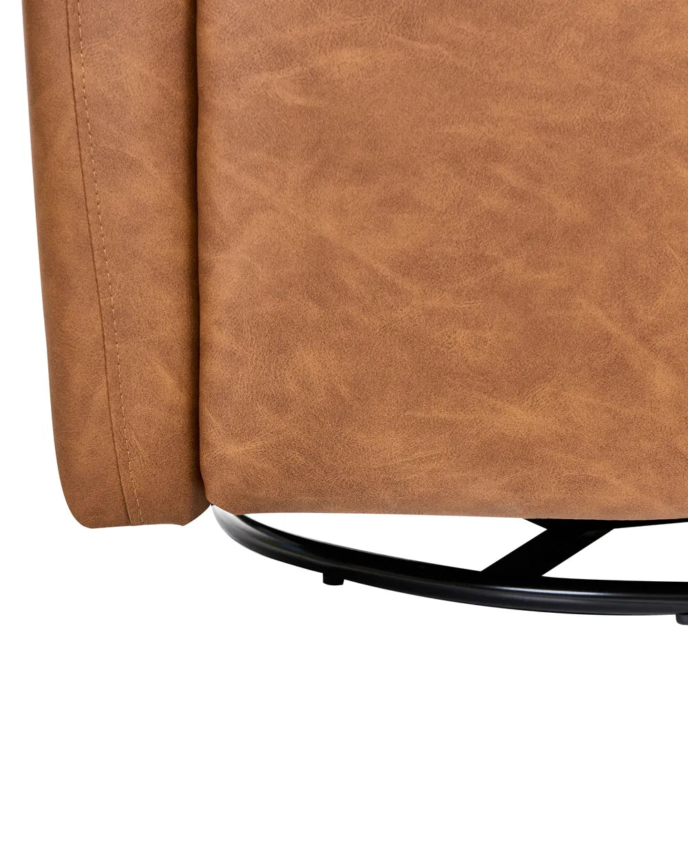 Rocking Electric Recliner Chair with USB Port Swivel Faux Leather Brown Grenier
