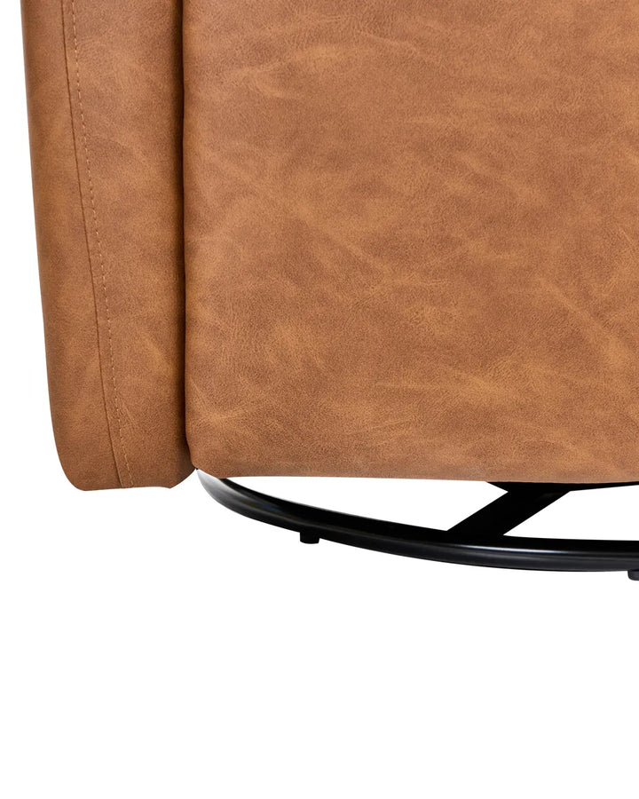 Rocking Electric Recliner Chair with USB Port Swivel Faux Leather Brown Grenier