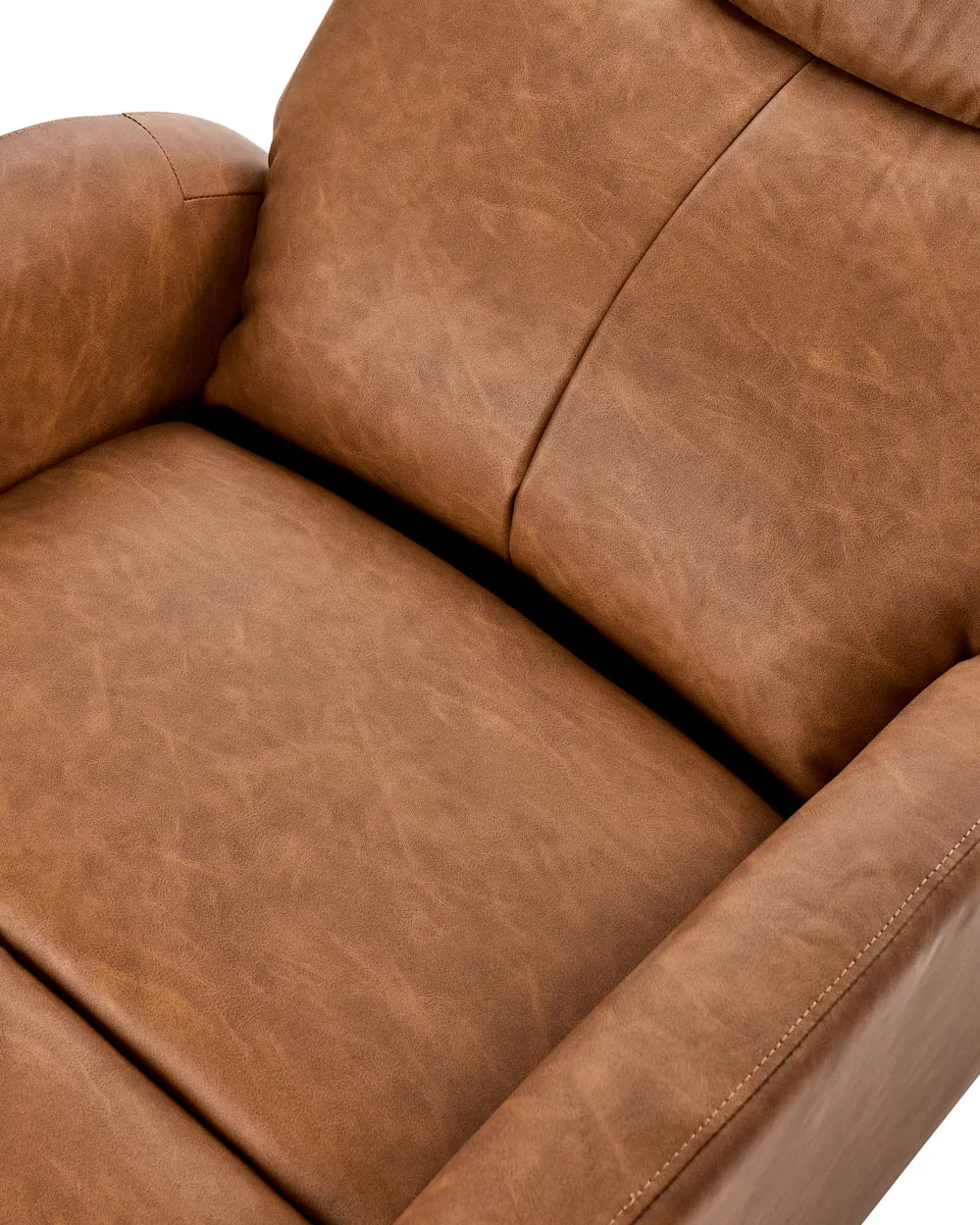 Rocking Electric Recliner Chair with USB Port Swivel Faux Leather Brown Grenier