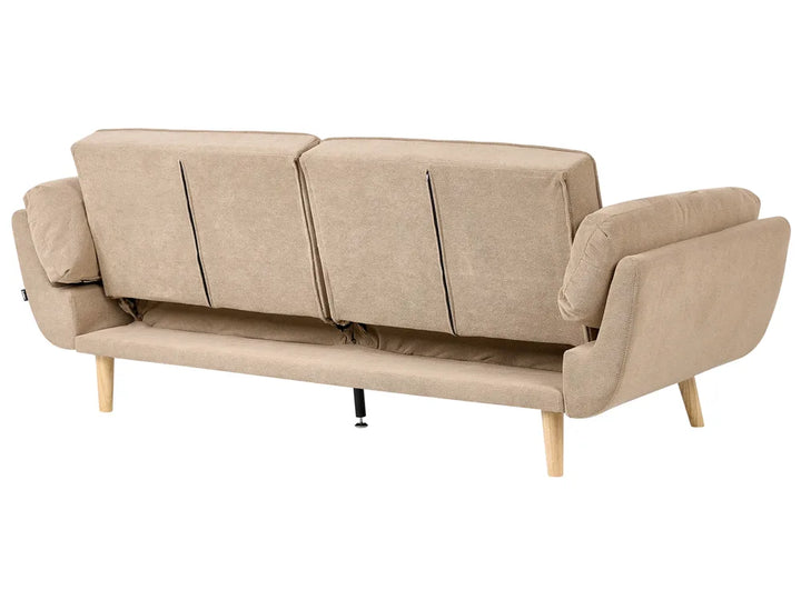 Sofa Bed 3 Seater Fabric Light Brown Norelia