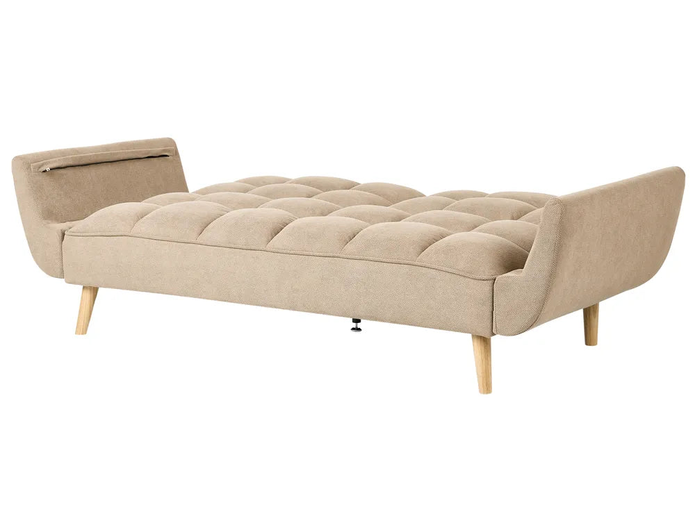 Sofa Bed 3 Seater Fabric Light Brown Norelia