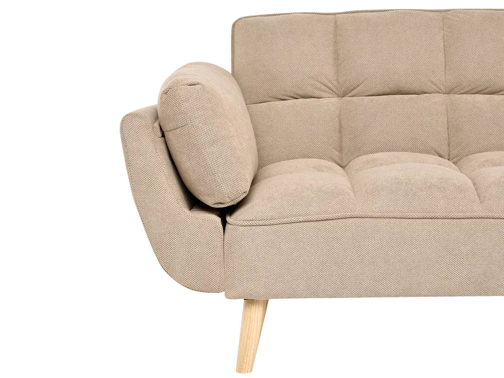 Sofa Bed 3 Seater Fabric Light Brown Norelia