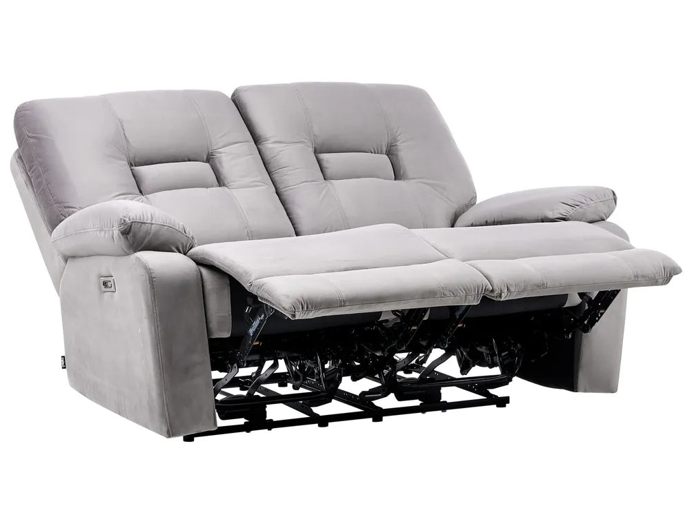 Electric Recliner Sofa 2 Seater Velvet Grey Caynemore