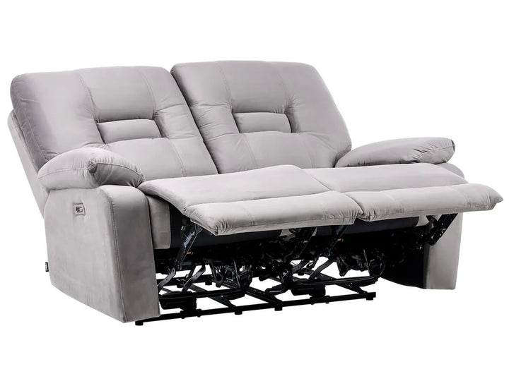 Electric Recliner Sofa 2 Seater Velvet Grey Caynemore