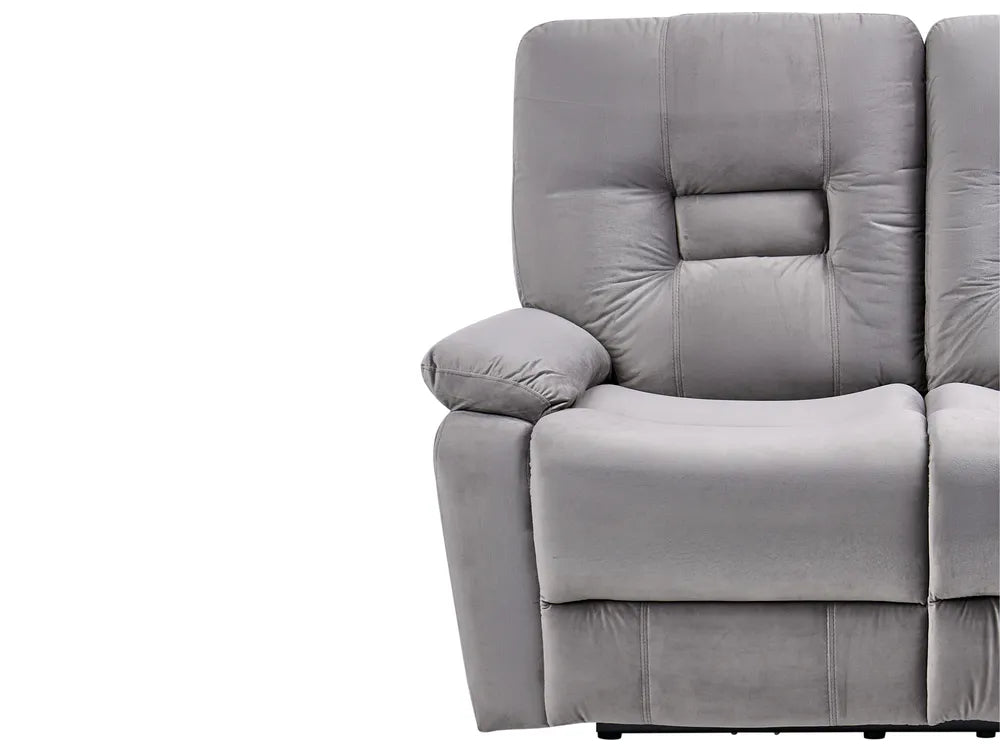 Electric Recliner Sofa 2 Seater Velvet Grey Caynemore