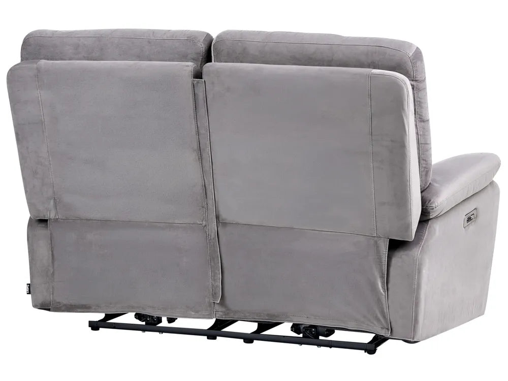 Electric Recliner Sofa 2 Seater Velvet Grey Caynemore