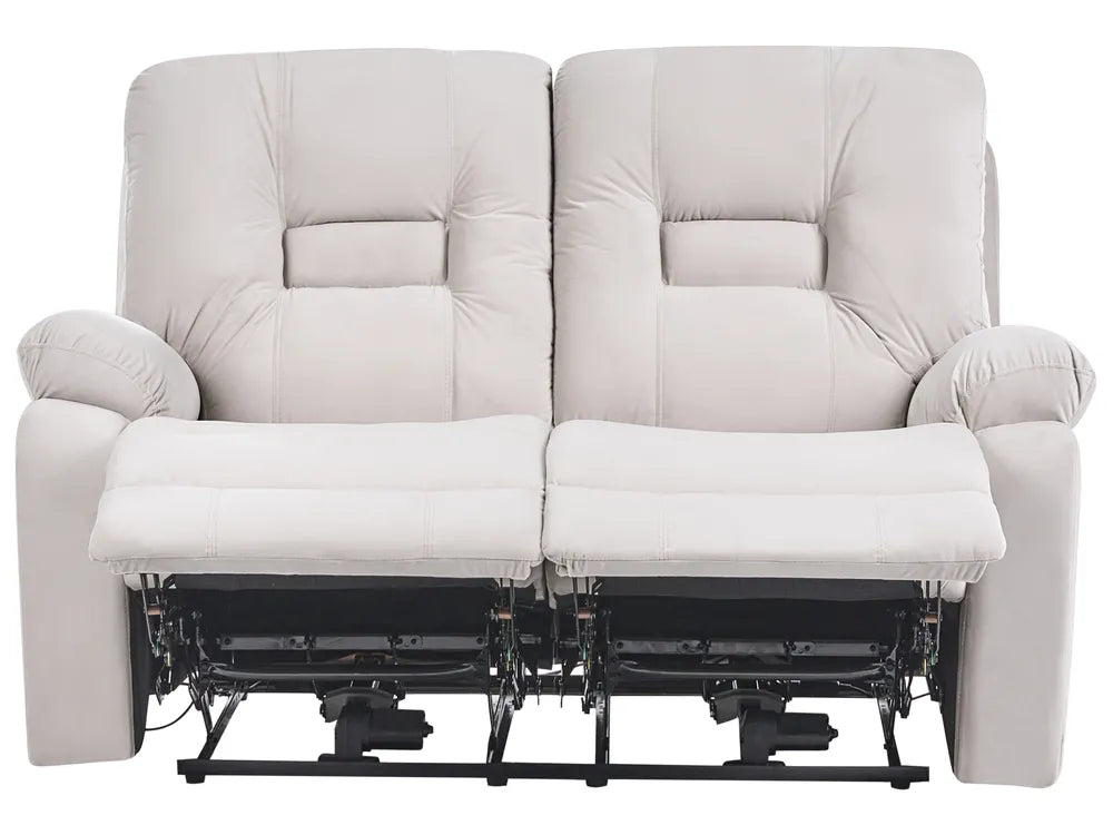 Electric Recliner Sofa 2 Seater Velvet Light Beige with USB Port Caynemore