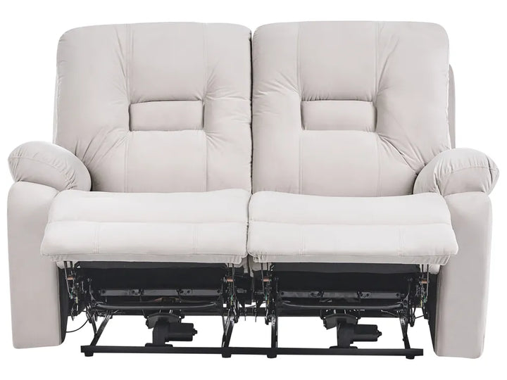Electric Recliner Sofa 2 Seater Velvet Light Beige with USB Port Caynemore