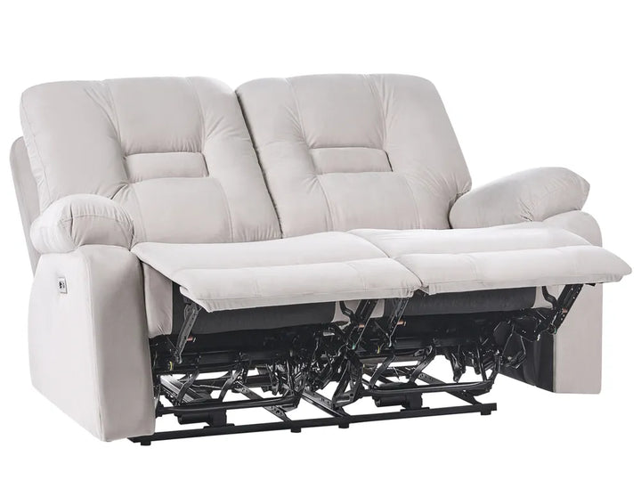 Electric Recliner Sofa 2 Seater Velvet Light Beige with USB Port Caynemore