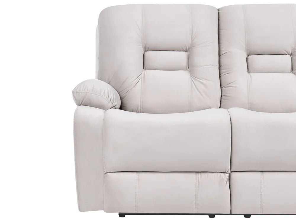 Electric Recliner Sofa 2 Seater Velvet Light Beige with USB Port Caynemore