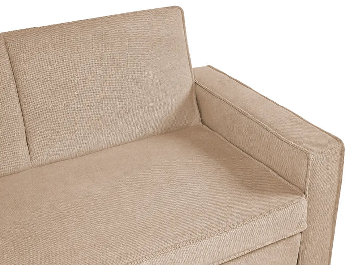 Sofa Bed 2 Seater Fabric Light Brown Robertas