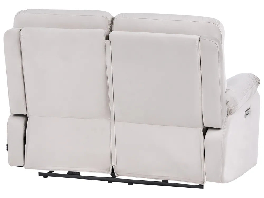 Electric Recliner Sofa 2 Seater Velvet Light Beige with USB Port Caynemore