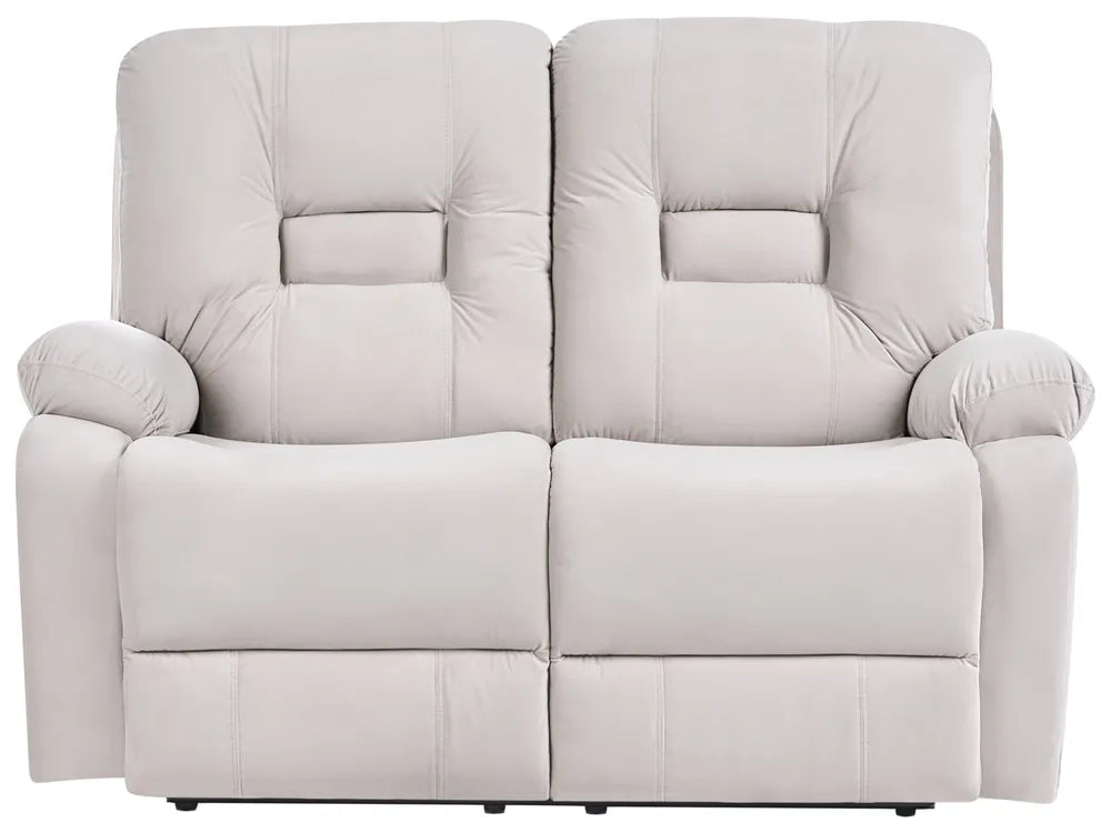 Electric Recliner Sofa 2 Seater Velvet Light Beige with USB Port Caynemore