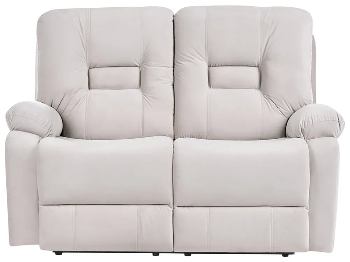 Electric Recliner Sofa 2 Seater Velvet Light Beige with USB Port Caynemore