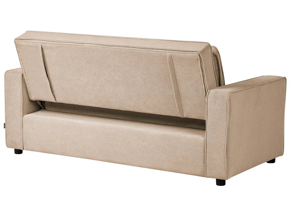Sofa Bed 2 Seater Fabric Light Brown Robertas