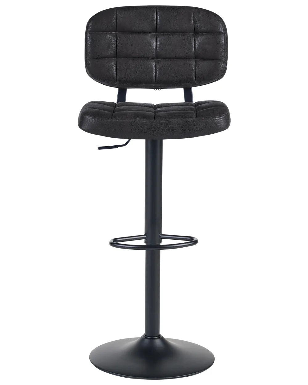 Set of 2 Bar Stools Faux Suede Swivel Black Patrick