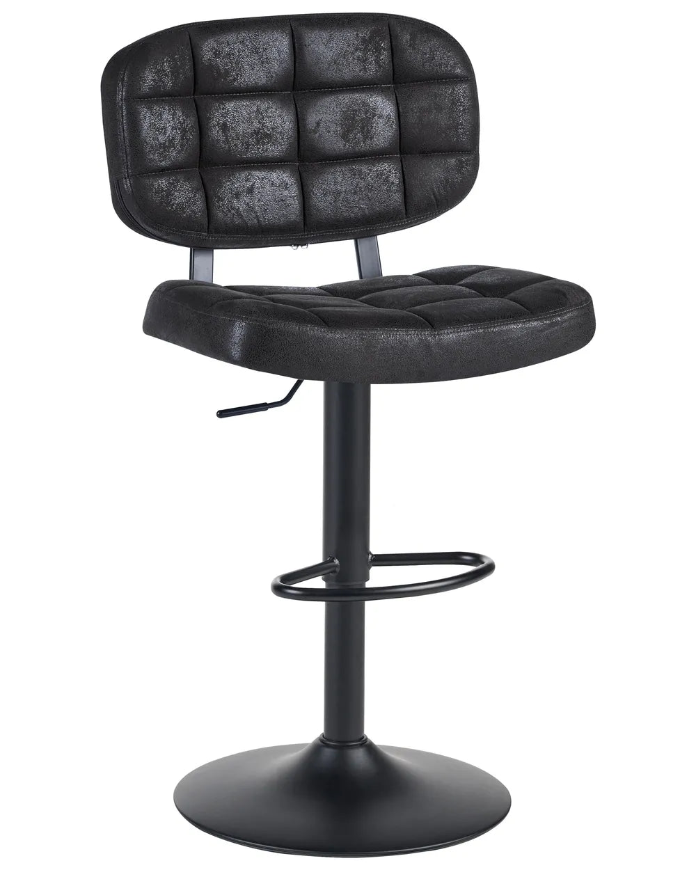 Set of 2 Bar Stools Faux Suede Swivel Black Patrick