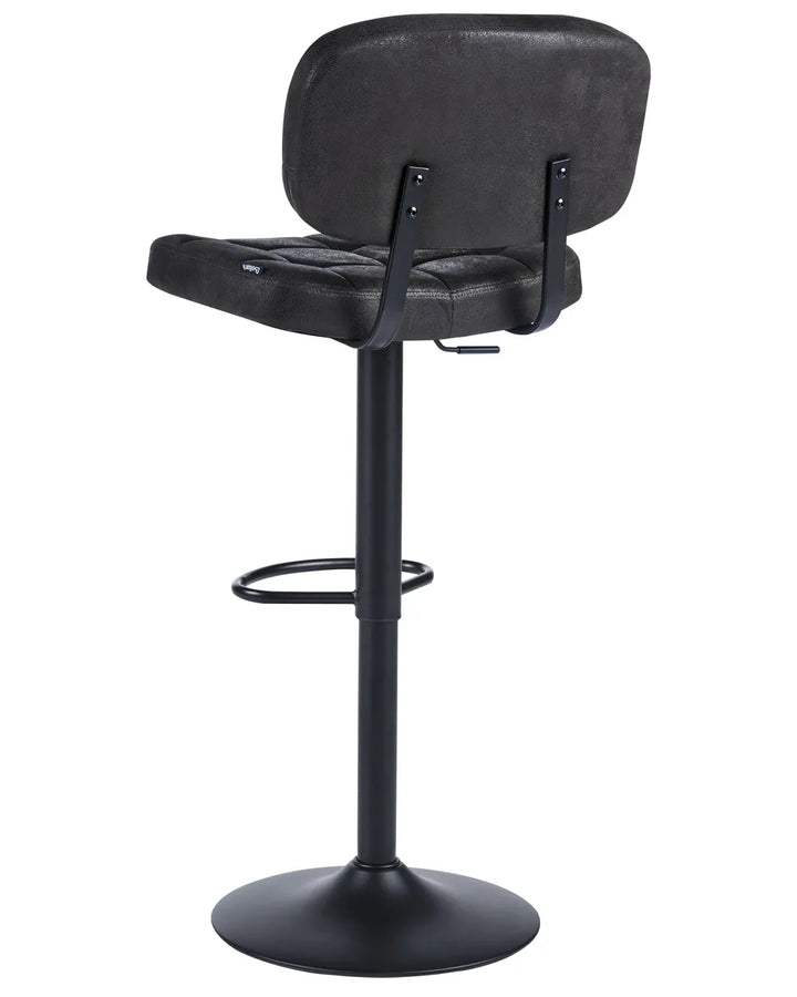 Set of 2 Bar Stools Faux Suede Swivel Black Patrick