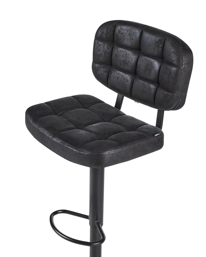 Set of 2 Bar Stools Faux Suede Swivel Black Patrick