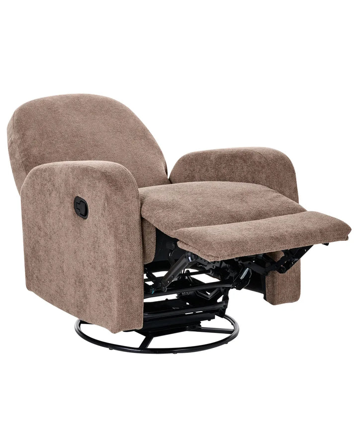 Rocking Recliner Chair Swivel Fabric Brown Caynemore