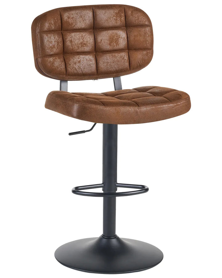 Set of 2 Bar Stools Faux Suede Swivel Brown Patrick