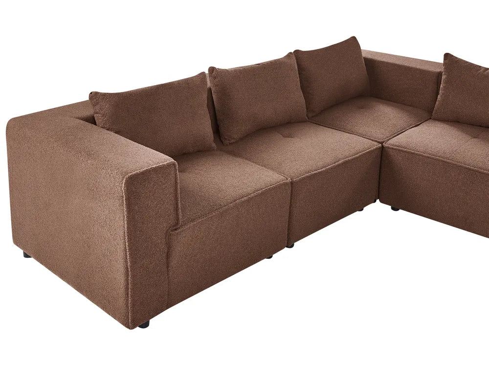 Modular U-Shape Sofa 8 Seater Brown Boucle Adalynn