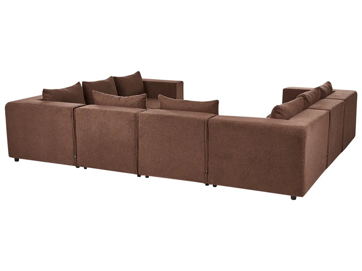 Modular U-Shape Sofa 8 Seater Brown Boucle Adalynn